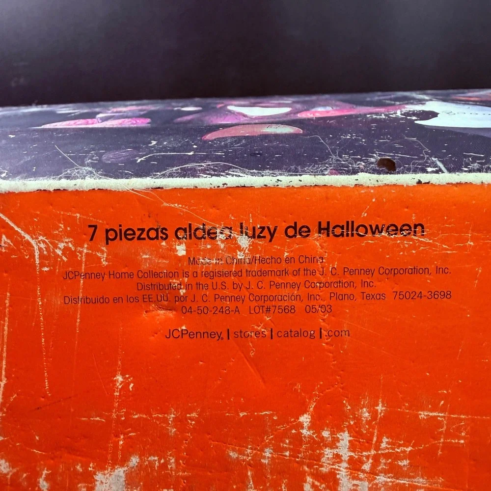 Vintage Halloween Village Set Ceramic JCPenney Haunted House, School 7pc 2003